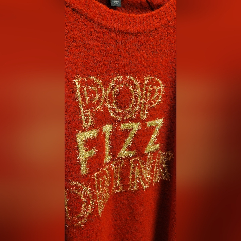 Torrid Tinsel Pullover Crew Neck Sweater "Pop Fizz Drink" Size 3 EUC - Picture 9 of 11